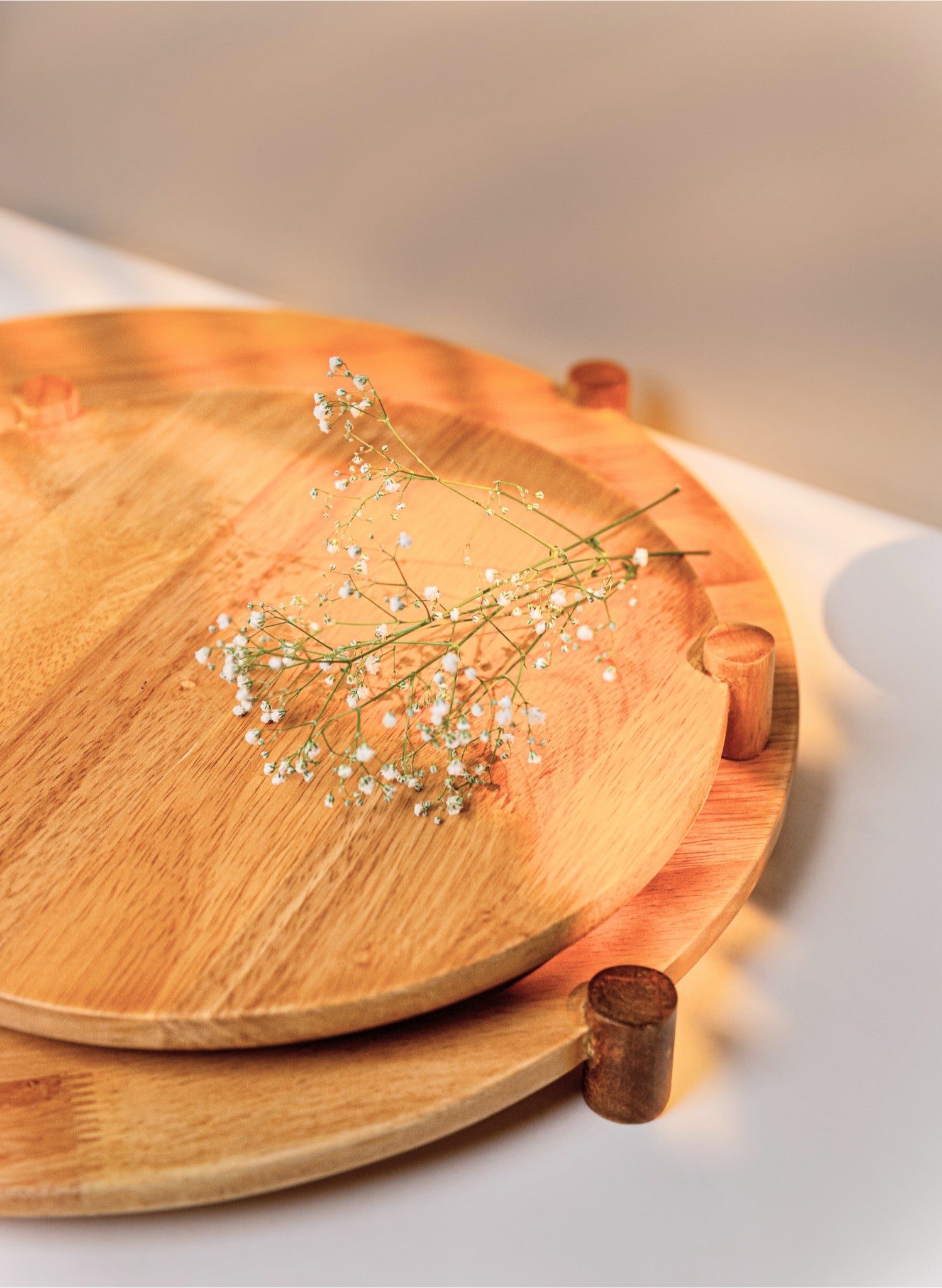 Lazy Susan - Set of 2, Natural Finish